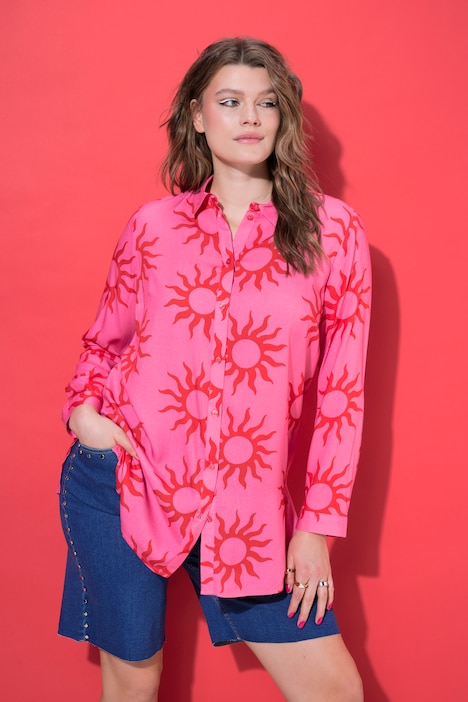 Sun Print V-Neck Blouse