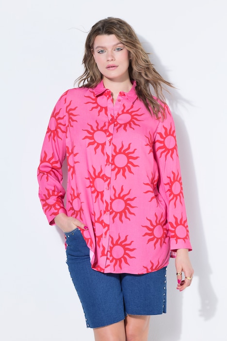 Sun Print V-Neck Blouse