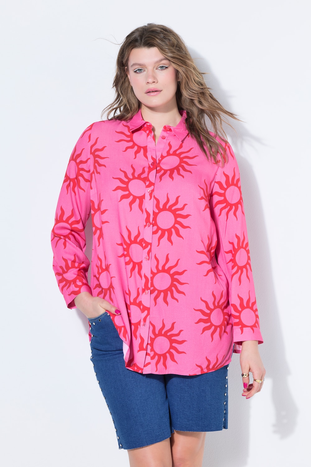Hemdbluse, Straight Shape, Sun-Print