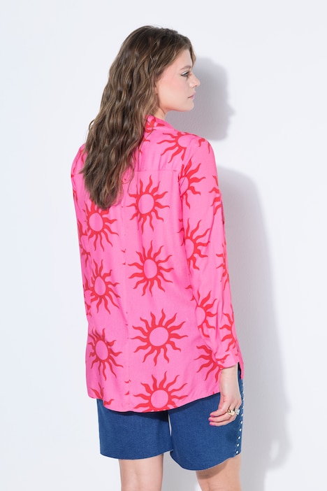 Sun Print V-Neck Blouse