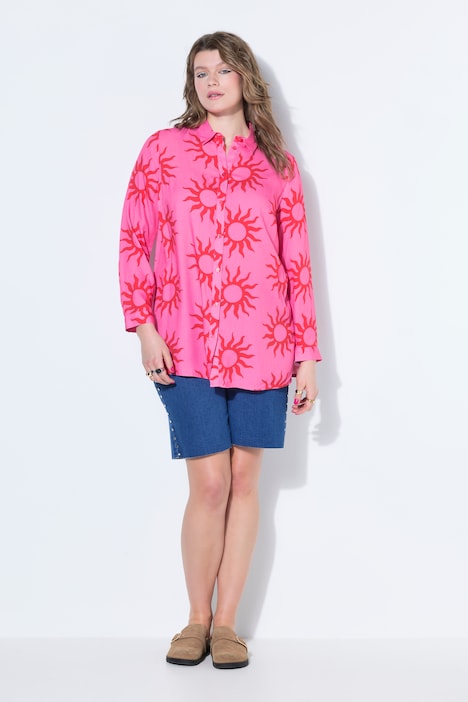 Sun Print V-Neck Blouse