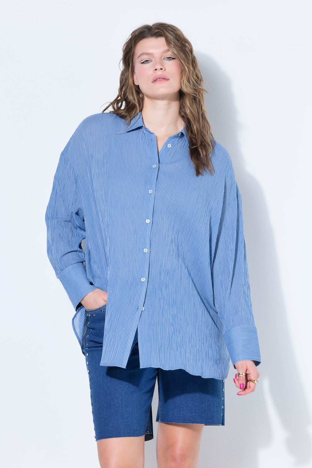 Hemd, langer Oversize Shape, Streifen
