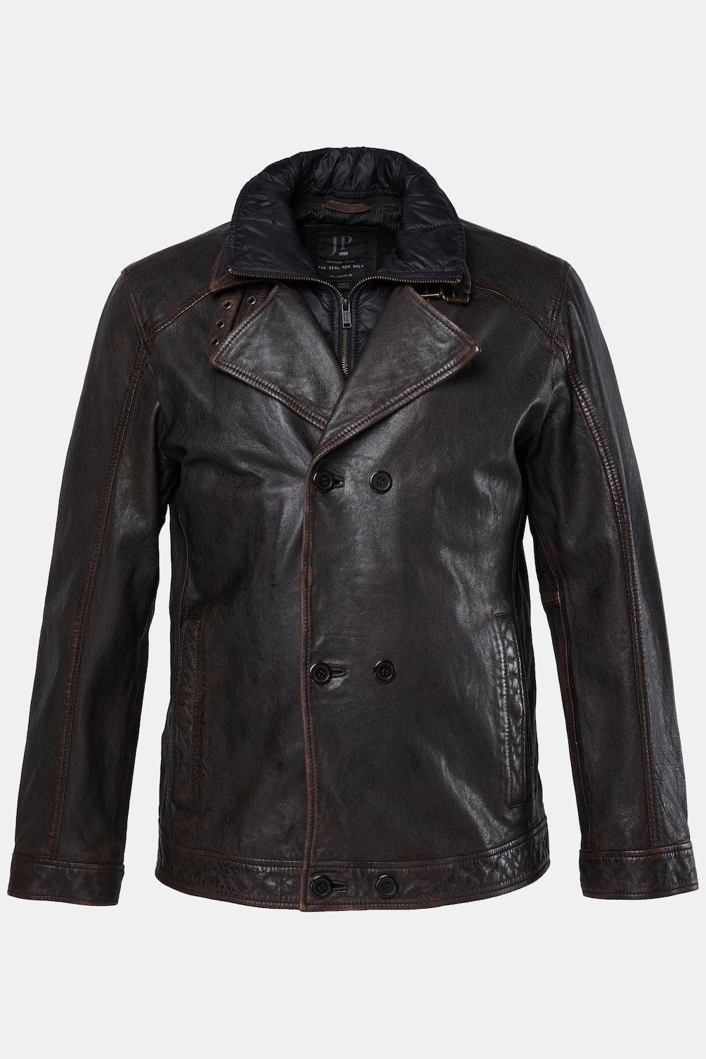 Leren cabanjack, leer, lamsnappa, rits, nylon inzetstuk, tot 7XL