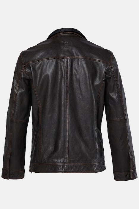 Leren cabanjack, leer, lamsnappa, rits, nylon inzetstuk, tot 7XL