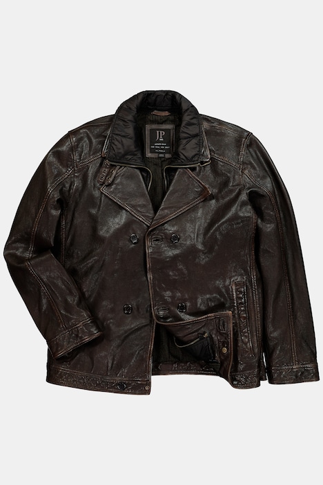 Leren cabanjack, leer, lamsnappa, rits, nylon inzetstuk, tot 7XL