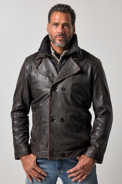Leren cabanjack, leer, lamsnappa, rits, nylon inzetstuk, tot 7XL