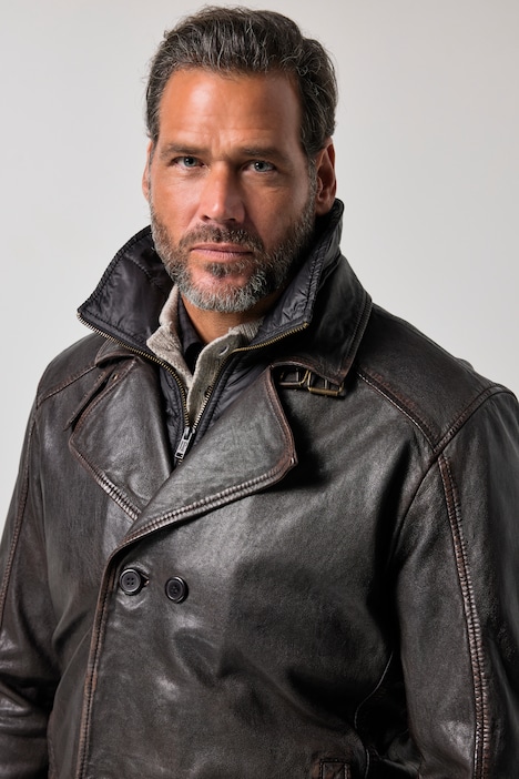 Leren cabanjack, leer, lamsnappa, rits, nylon inzetstuk, tot 7XL