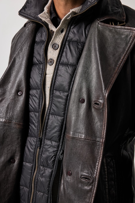 Leren cabanjack, leer, lamsnappa, rits, nylon inzetstuk, tot 7XL