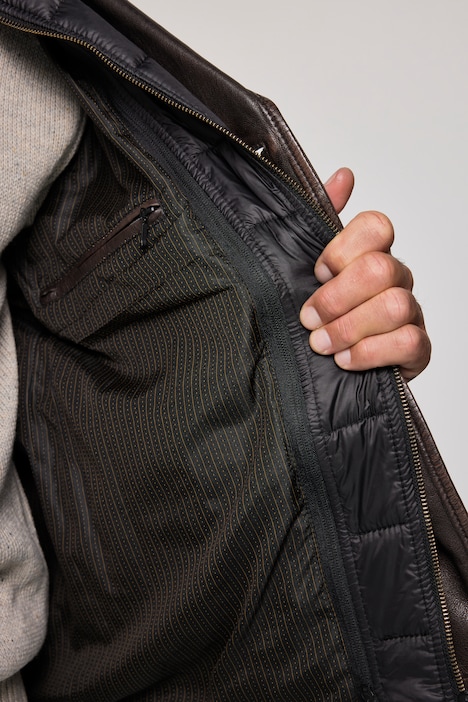 Leren cabanjack, leer, lamsnappa, rits, nylon inzetstuk, tot 7XL