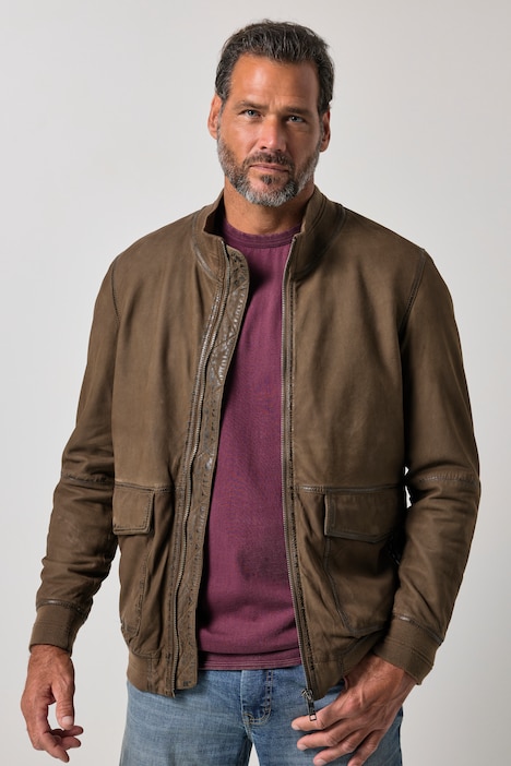 Leren blouson, leer, lamssuède, rits, tot 7XL