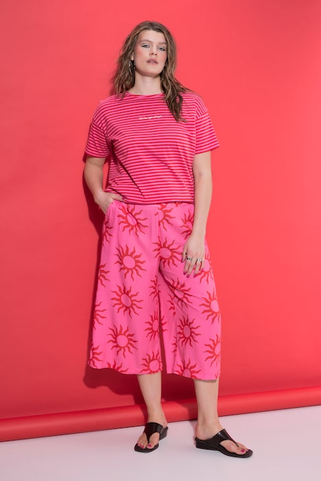 Culotte, very Wide Legs, High Waist Shape, Sun-Print