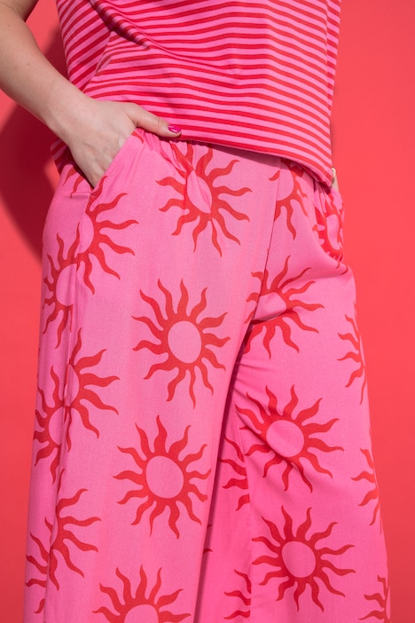 Culotte, very Wide Legs, High Waist Shape, Sun-Print