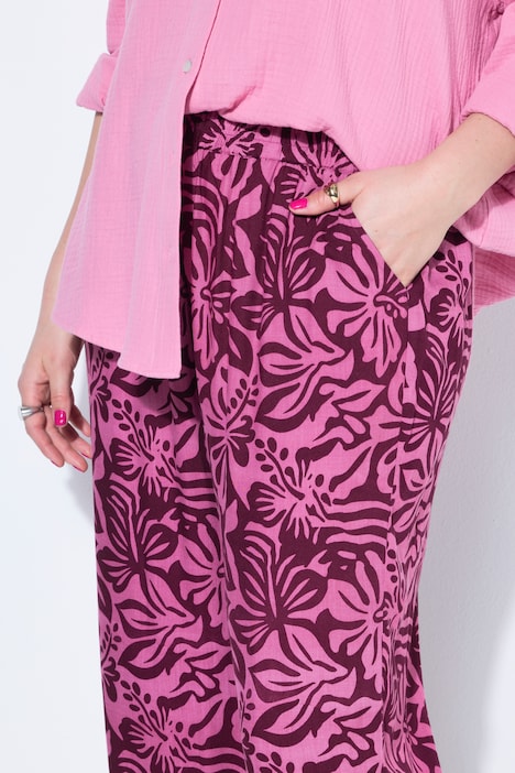 Hose, Wide Legs, Flower-Print, Elastikbund