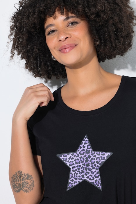 Leopard Print Star Graphic Tunic Tee