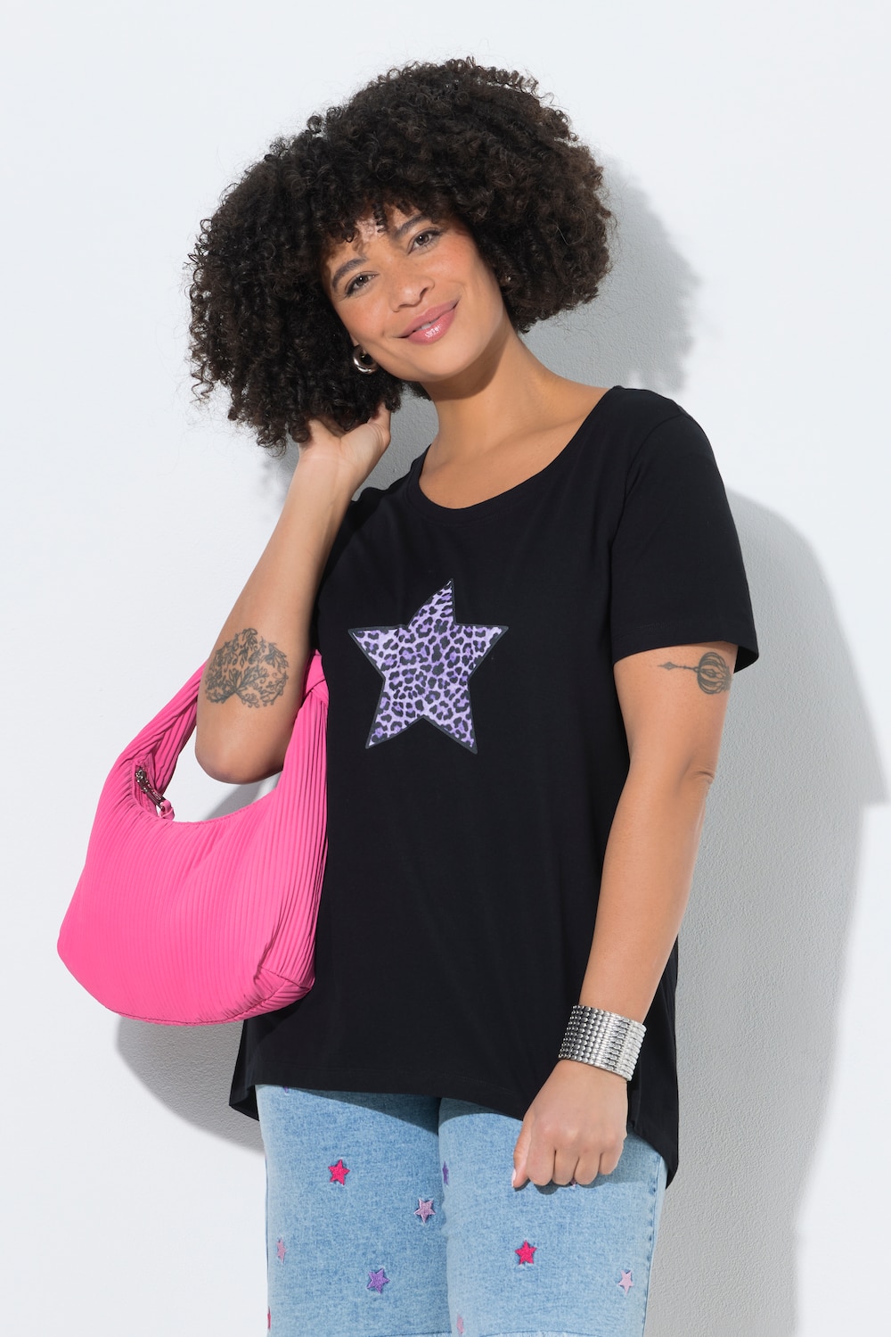 T-Shirt, A-Linie, Leo-Stern, Halbarm