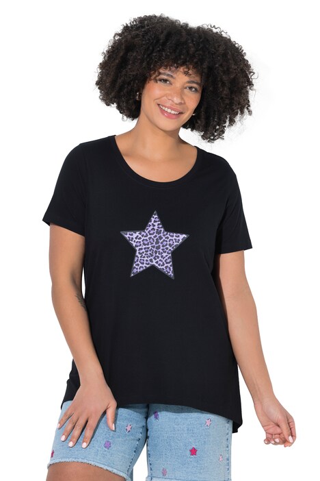 Tričko, áčkový střih, leopardí hvězda, krátké rukávy