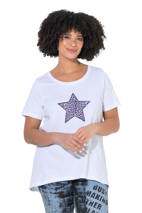 Tričko, áčkový střih, leopardí hvězda, krátké rukávy