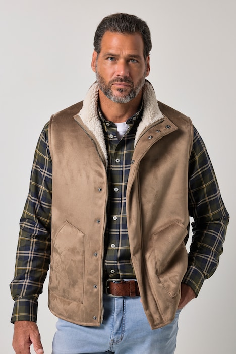 Waistcoat, sueder, teddy lining, up to 8XL