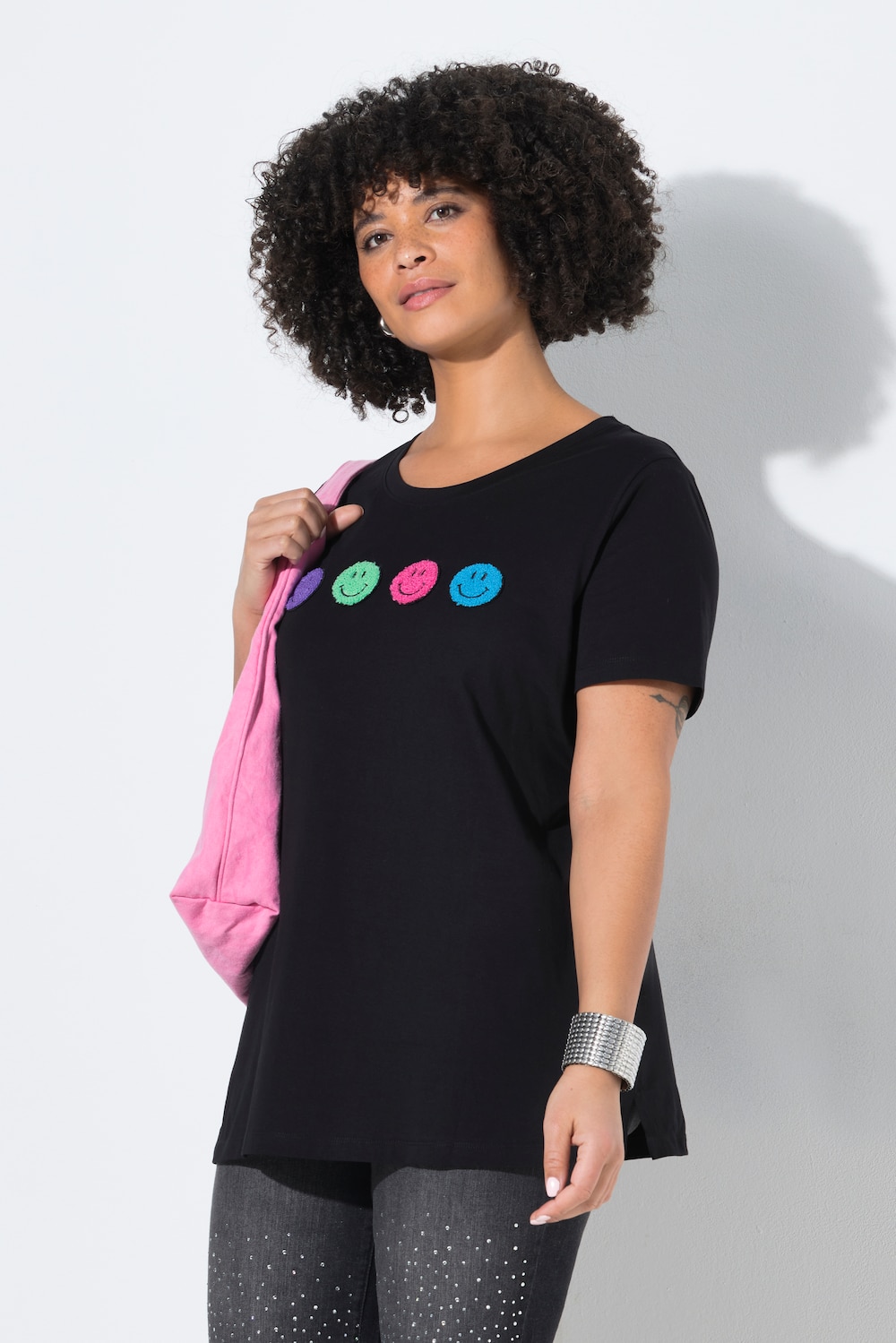 T-Shirt, Comfort Fit, Frottee-Smileys, Halbarm