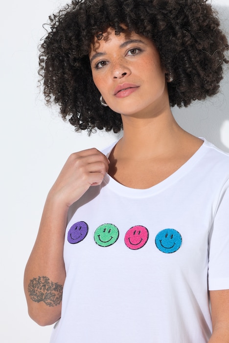 T-Shirt, Comfort Fit, Frottee-Smileys, Halbarm