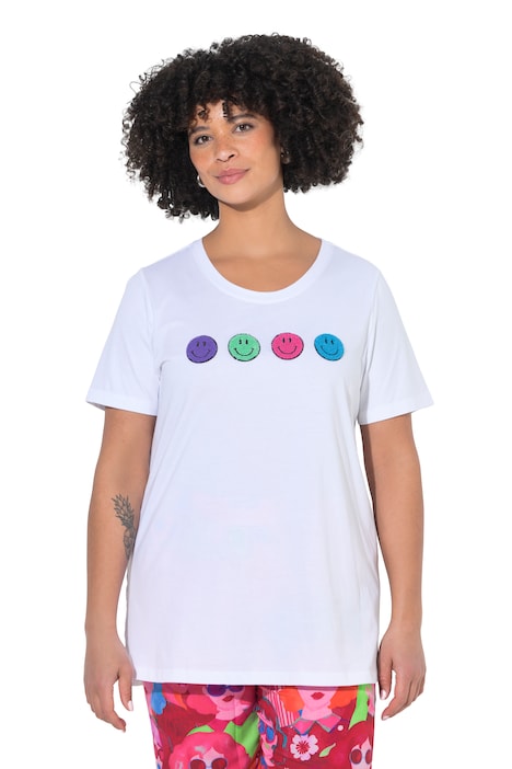 Tričko, komfortní střih, froté smajlíky, krátké rukávy