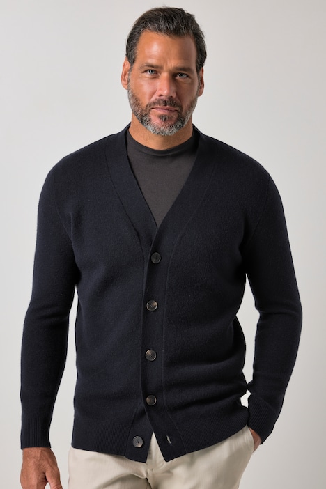 Cardigan, strik i uldblanding, V-udskæring, op til 7 XL