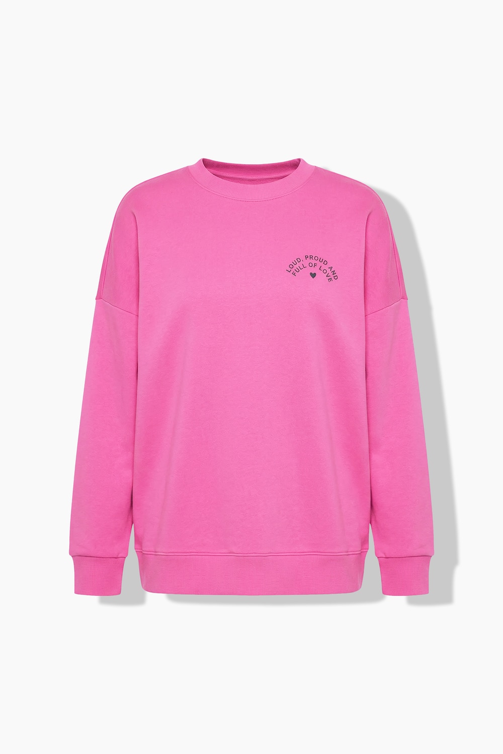 Stora storlekar Mjukiströja i oversized modell med regnbågsbrodyr, Dam, rosa, storlek: 54/56, Bomull/Polyester, Studio Untold