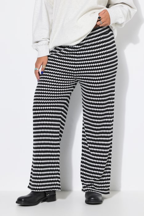 Hose, Wide Legs, Struktur, Muster, Elastikbund