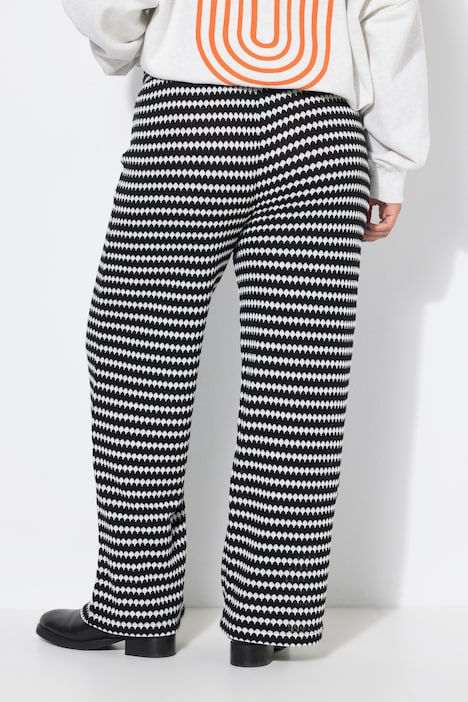 Hose, Wide Legs, Struktur, Muster, Elastikbund