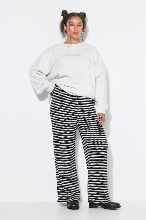 Hose, Wide Legs, Struktur, Muster, Elastikbund
