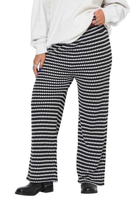 Kalhoty, široké nohavice, texturované a proužky, elastický pas