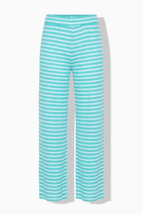 Broek, wijde pijpen, structuur en strepen, elastische tailleband