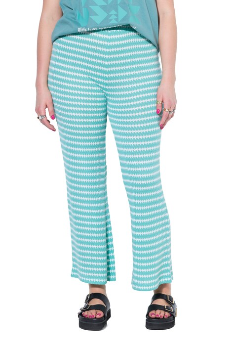 Kalhoty, široké nohavice, texturované a proužky, elastický pas