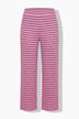 Broek, wijde pijpen, structuur en strepen, elastische tailleband