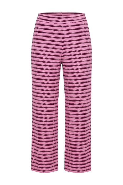 Kalhoty, široké nohavice, texturované a proužky, elastický pas