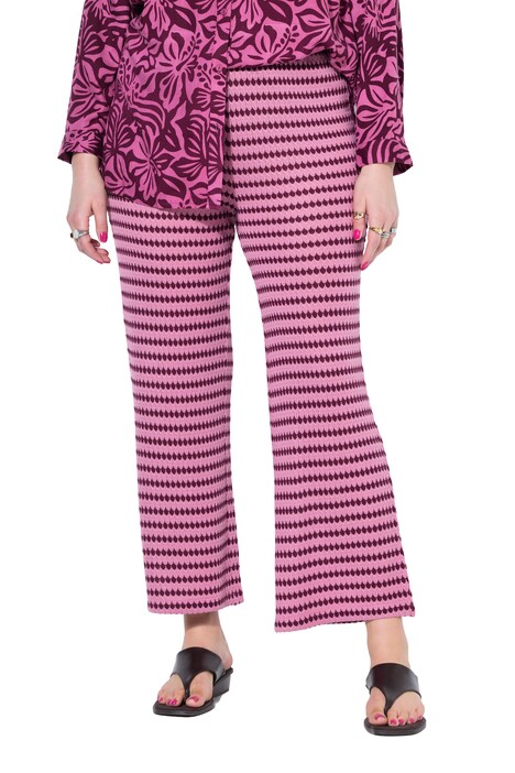 Kalhoty, široké nohavice, texturované a proužky, elastický pas