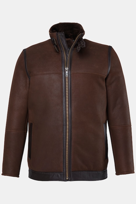 Lederjacke aus echt gewachsenem Lammfell, Pilotenstyle, Premiumqualität, bis 7XL