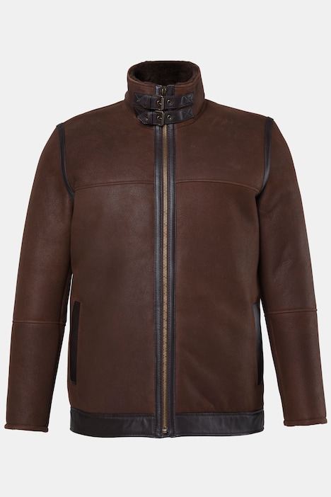 Lederjacke aus echt gewachsenem Lammfell, Pilotenstyle, Premiumqualität, bis 7XL