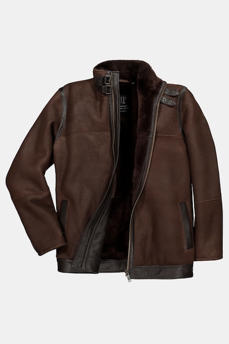 Lederjacke aus echt gewachsenem Lammfell, Pilotenstyle, Premiumqualität, bis 7XL