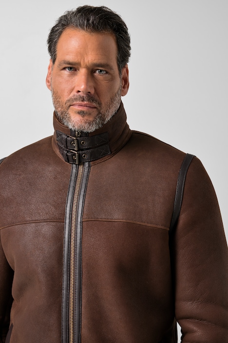 Lederjacke aus echt gewachsenem Lammfell, Pilotenstyle, Premiumqualität, bis 7XL
