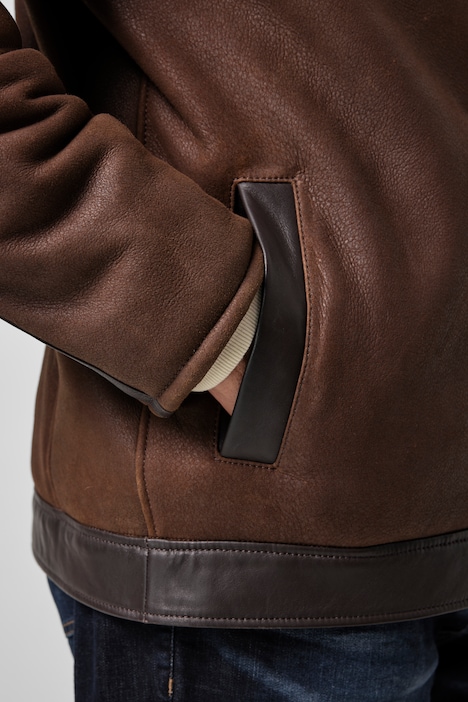 Lederjacke aus echt gewachsenem Lammfell, Pilotenstyle, Premiumqualität, bis 7XL