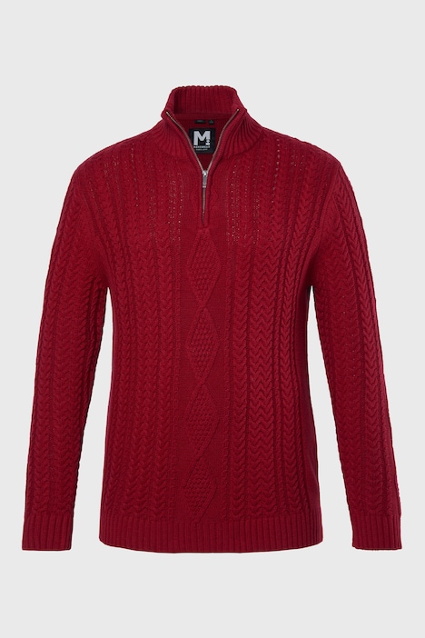 Men+ Troyer, Zopfmuster, Stehkragen mit Zipper, bis 8 XL
