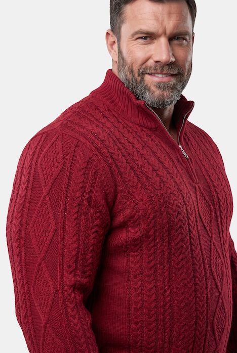 Men+ Troyer, Zopfmuster, Stehkragen mit Zipper, bis 8 XL