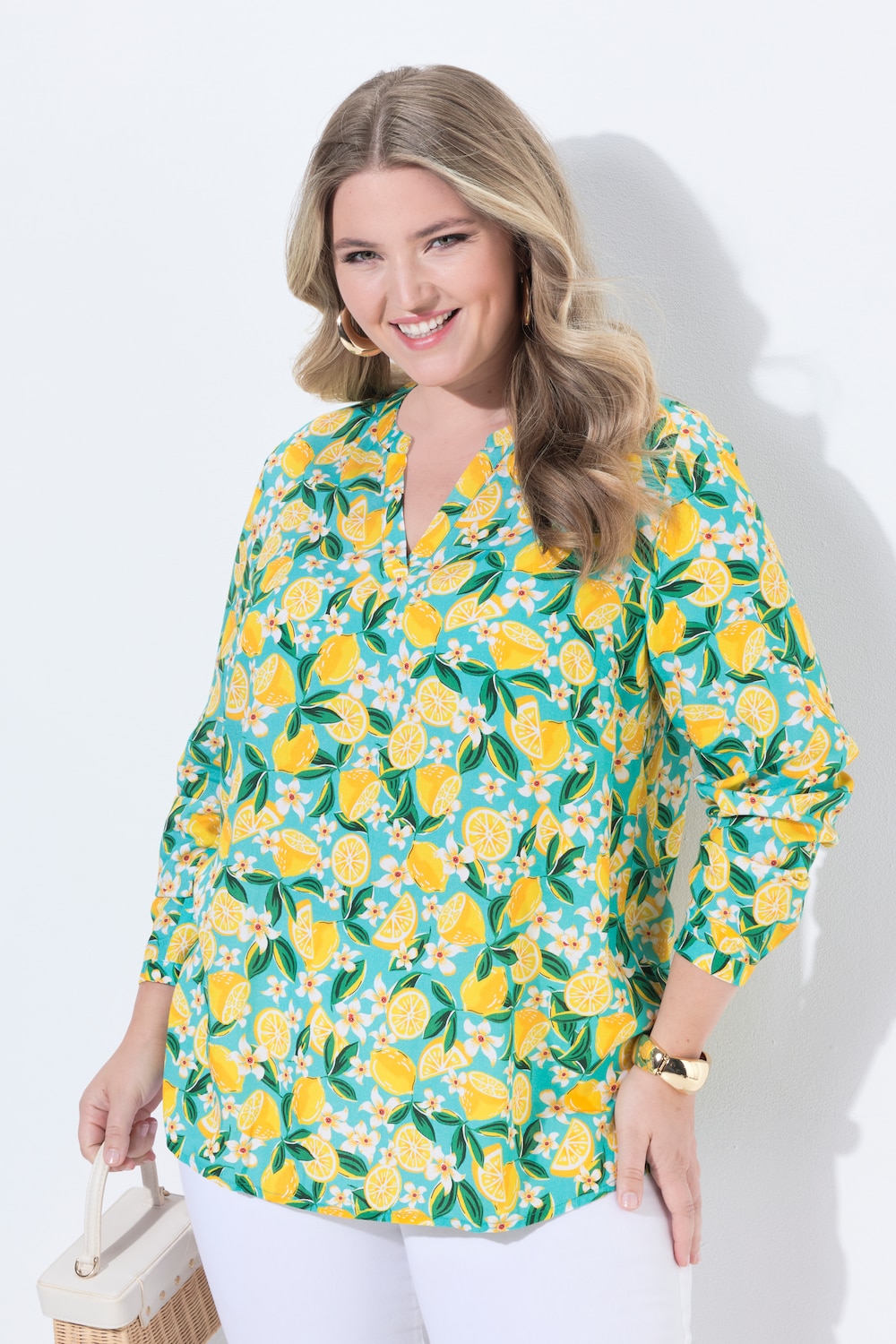Bluse, Regular Fit, Muster, Langarm