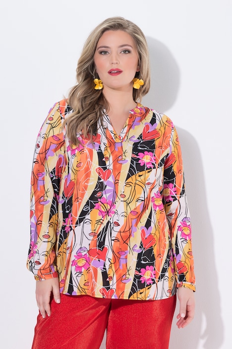Bluse, Regular Fit, Muster, Langarm