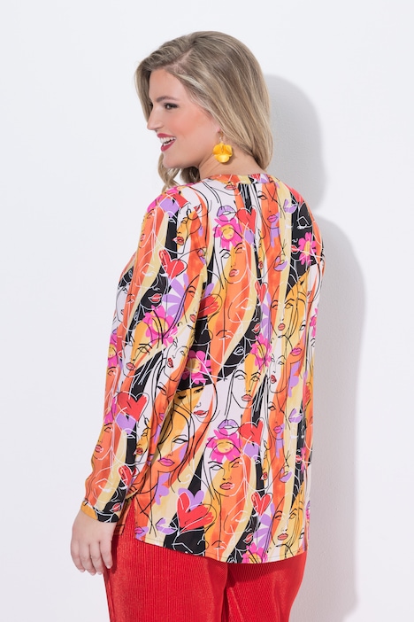 Bluse, Regular Fit, Muster, Langarm