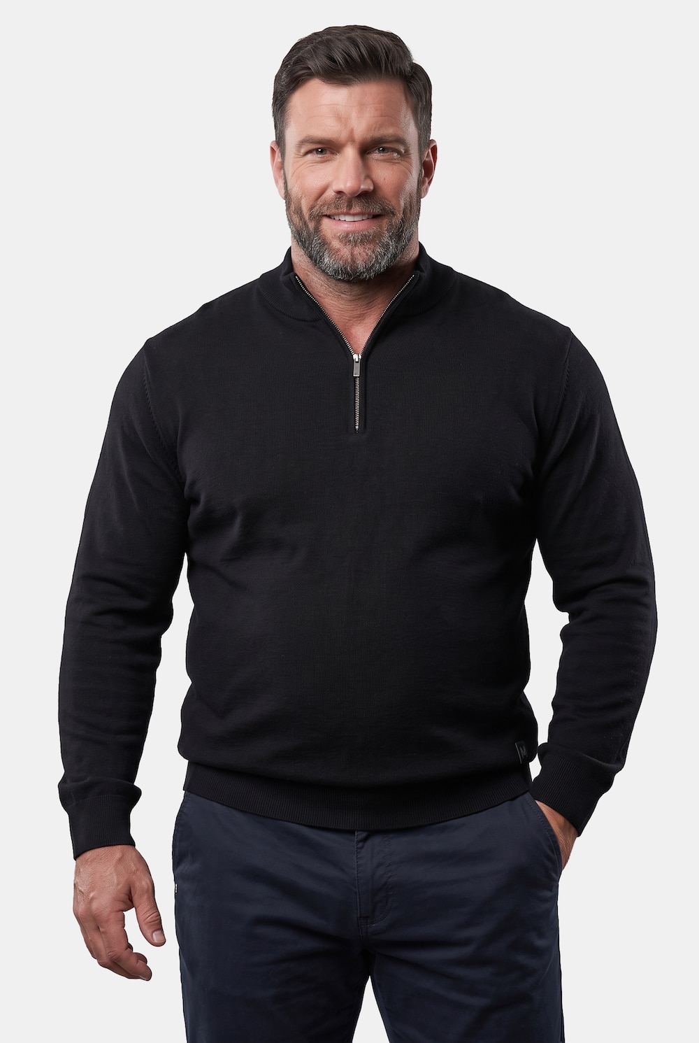 Men+ Troyer, Feinstrick, Stehkragen mit Zipper, bis 8 XL