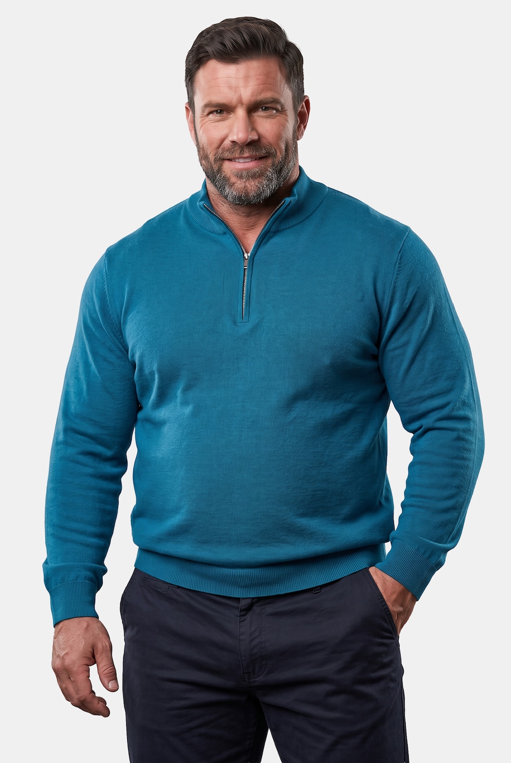 Men+ Troyer, Feinstrick, Stehkragen mit Zipper, bis 8 XL