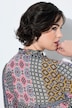 Midikleid, Patchdruck, A-Linie, Tunika-Ausschnitt