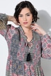 Midikleid, Patchdruck, A-Linie, Tunika-Ausschnitt